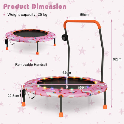 Toddler Music Trampoline with Colorful LED Lights for Kids-Pink