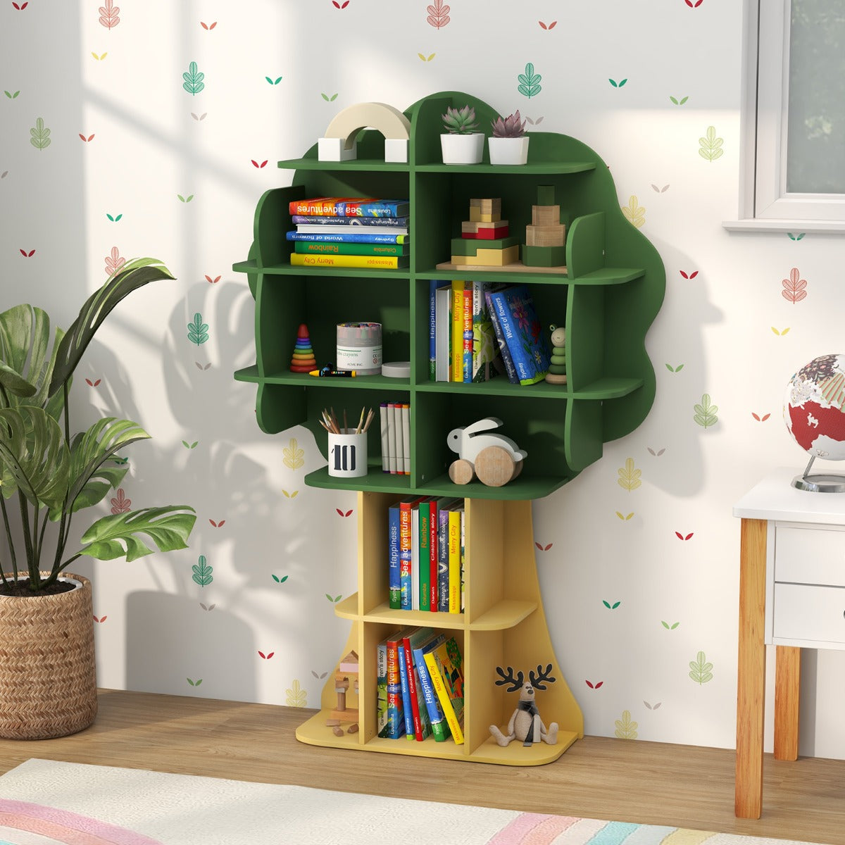 Kids Toy Storage Organizer with Open Storage Shelves and Anti-Toppling System-Green