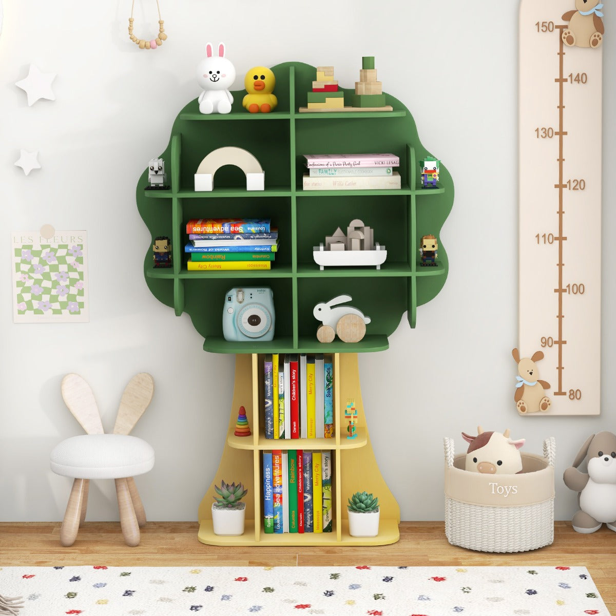 Kids Toy Storage Organizer with Open Storage Shelves and Anti-Toppling System-Green
