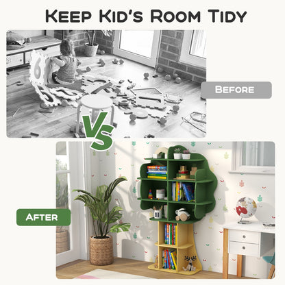 Kids Toy Storage Organizer with Open Storage Shelves and Anti-Toppling System-Green