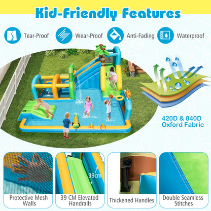 Tropical Theme Dual Slide Aqua Park with Splash Pool Blower Excluded