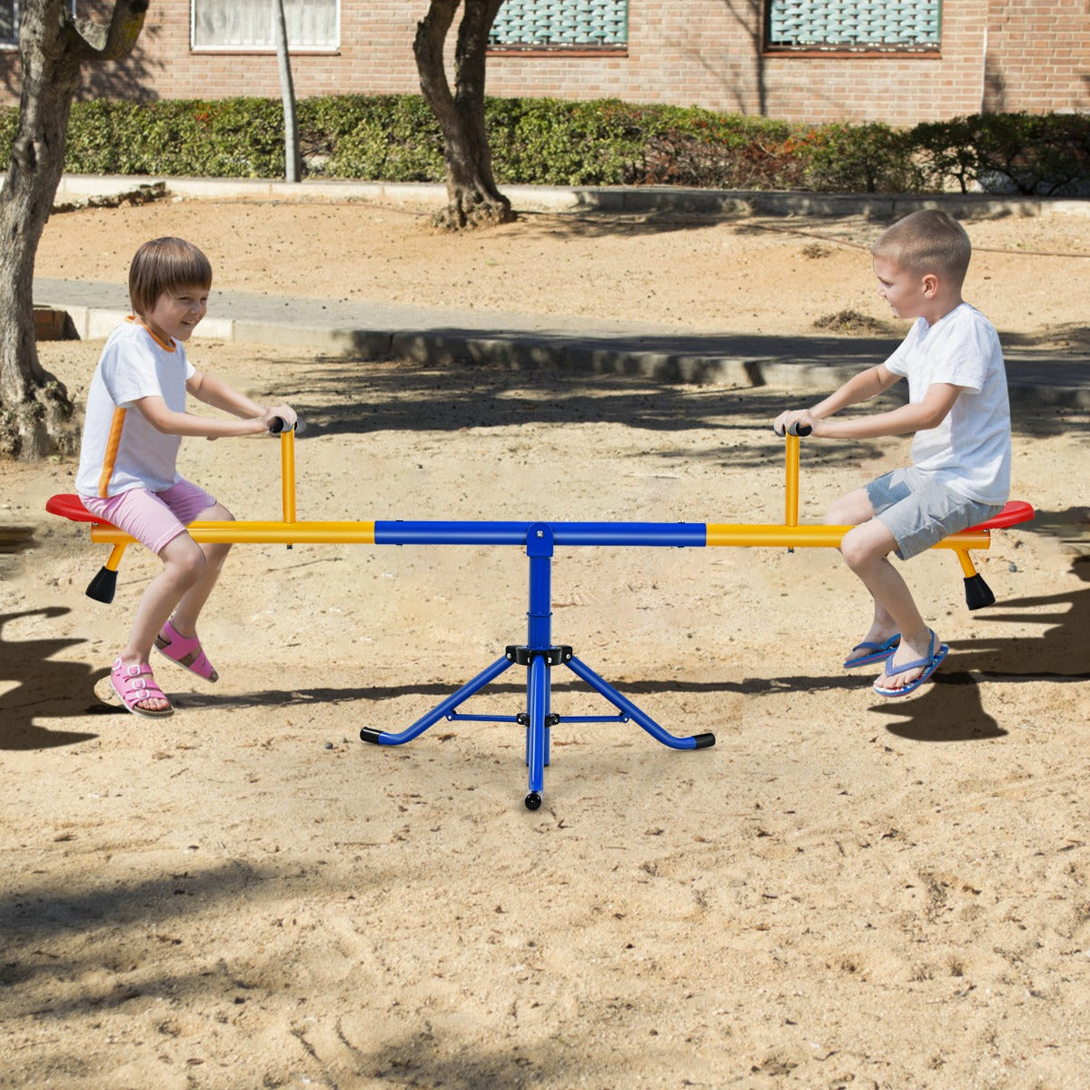 Kids Spinning Seesaw with Stopper Legs for Backyard and Playground