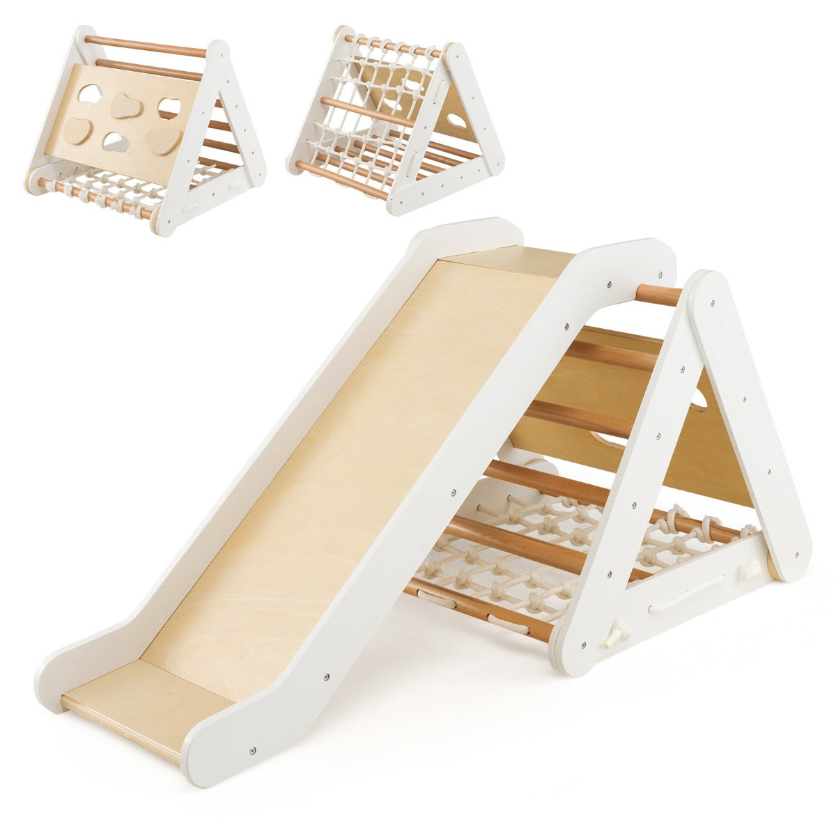 4-in-1 Toddler Climbing Toys with 3-Sided Triangle Climber