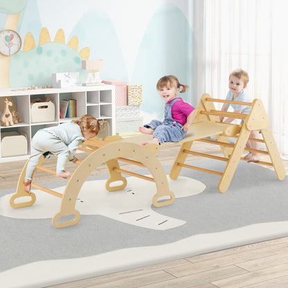 7-in-1 Wood Triangle Climbing Toys for Toddlers 1+ Years Old