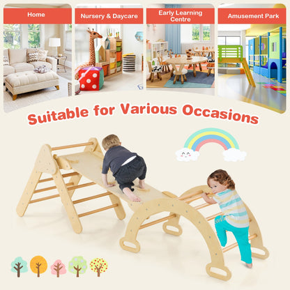 7-in-1 Wood Triangle Climbing Toys for Toddlers 1+ Years Old