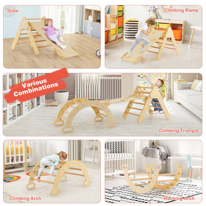 7-in-1 Wood Triangle Climbing Toys for Toddlers 1+ Years Old