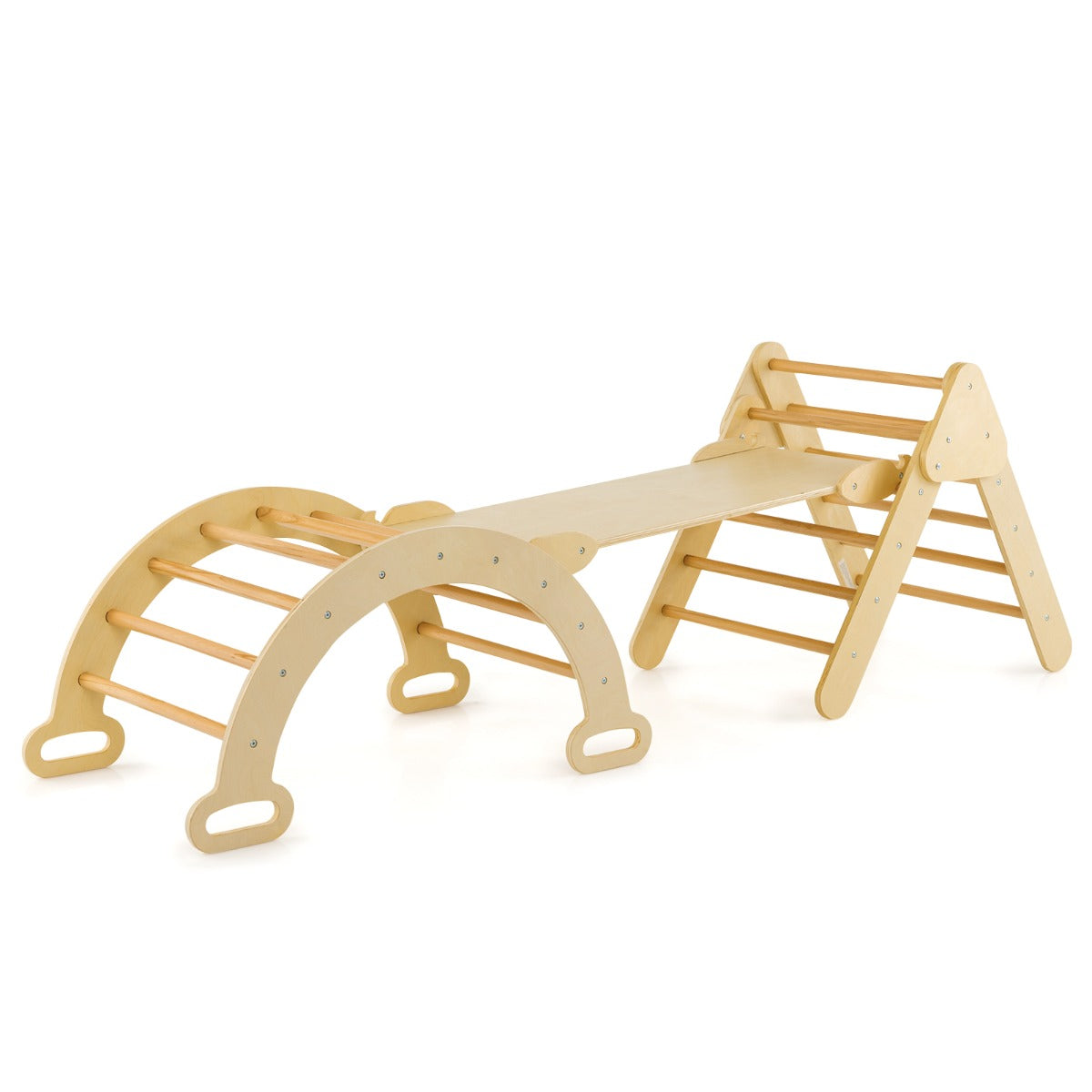 7-in-1 Wood Triangle Climbing Toys for Toddlers 1+ Years Old