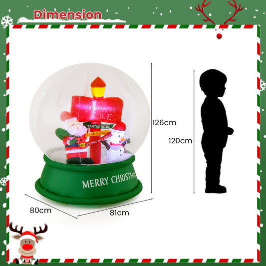 126CM LED-Lit Christmas Inflatable Snow Globe with Santa and Snowman