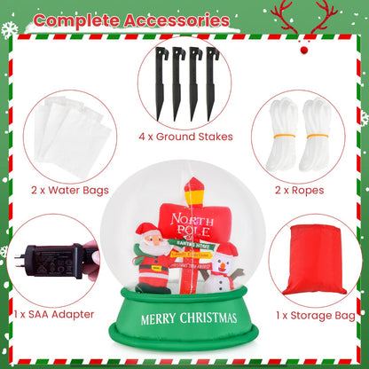 126CM LED-Lit Christmas Inflatable Snow Globe with Santa and Snowman