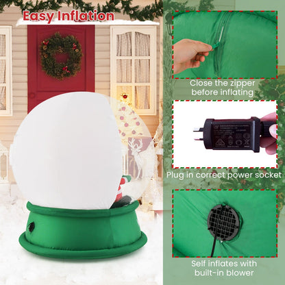 126CM LED-Lit Christmas Inflatable Snow Globe with Santa and Snowman