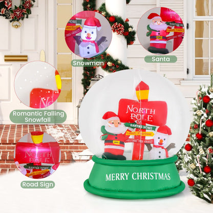 126CM LED-Lit Christmas Inflatable Snow Globe with Santa and Snowman