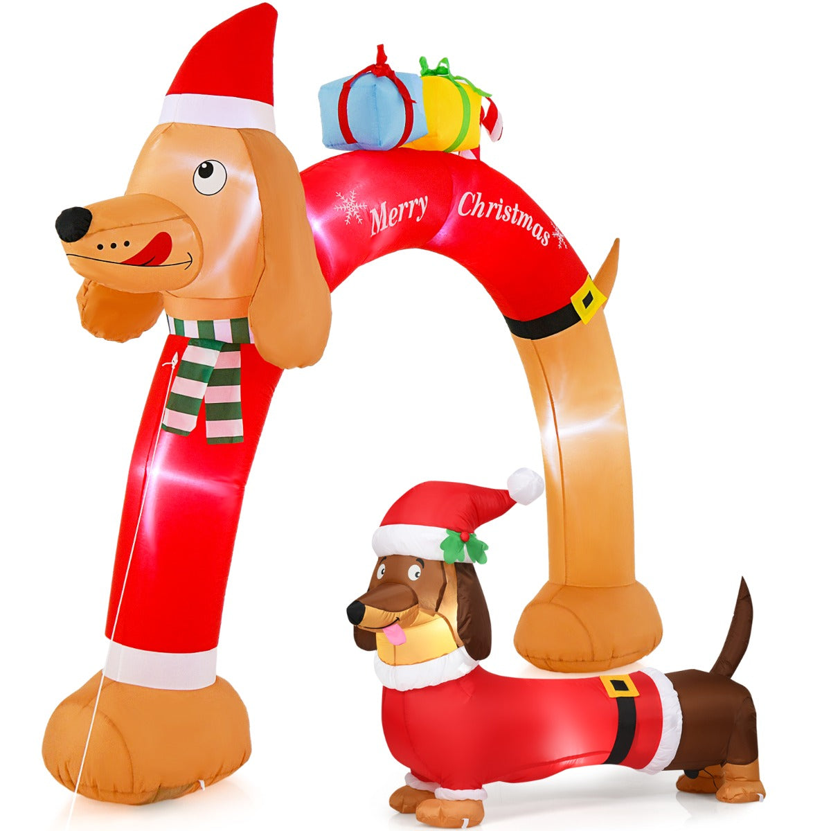 Christmas Dachshund Arch & Inflatable Dog Xmas Decoration for Yard