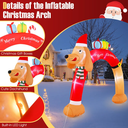 Christmas Dachshund Arch & Inflatable Dog Xmas Decoration for Yard