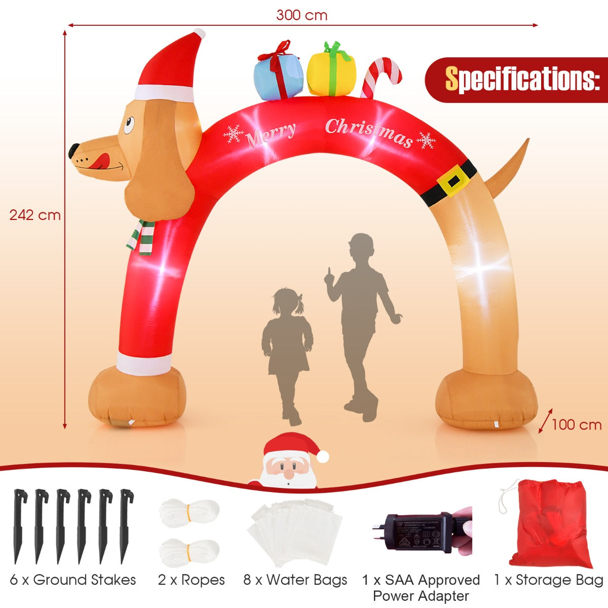 Christmas Dachshund Arch & Inflatable Dog Xmas Decoration for Yard