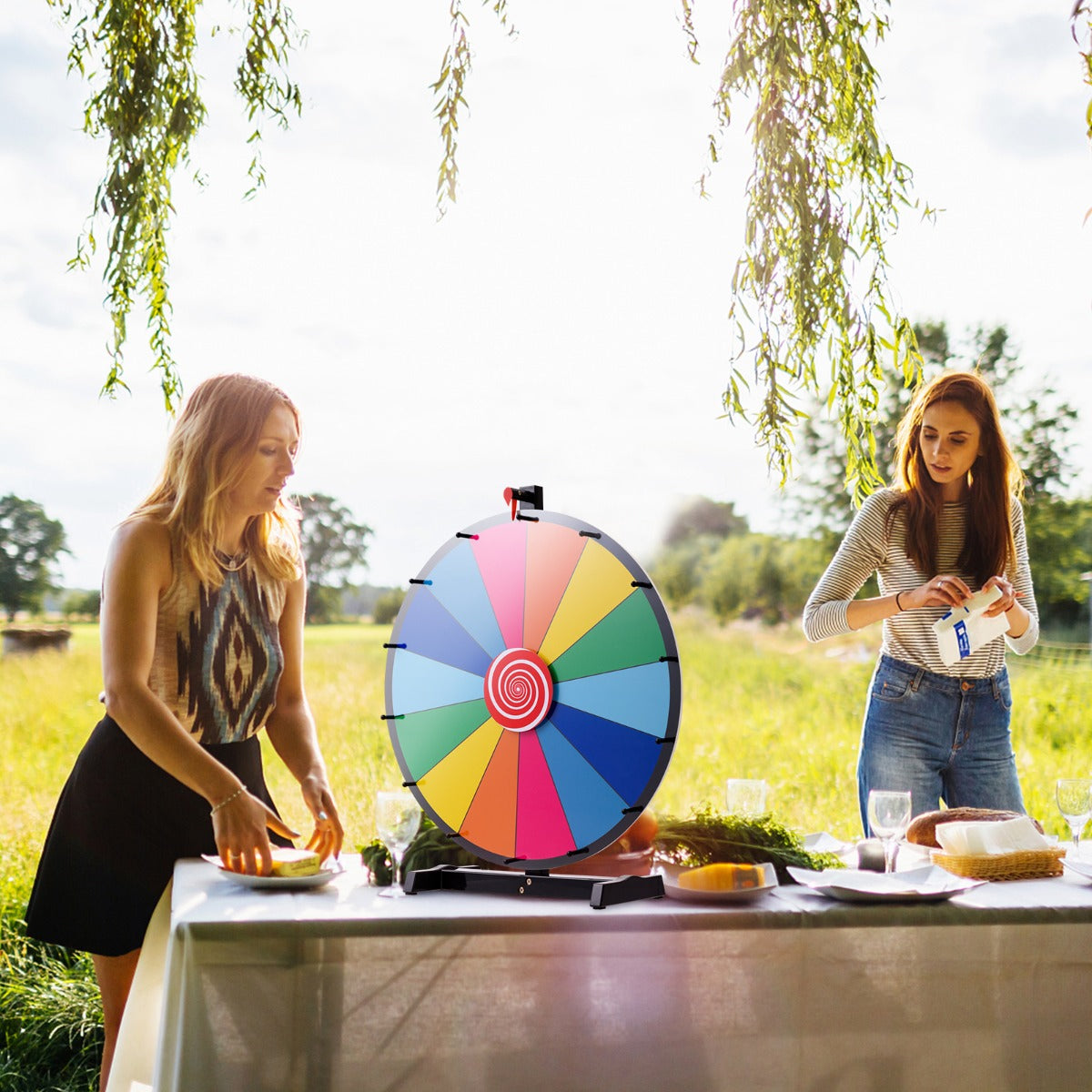 24” Table Prize Wheel with 14 Slots & Dry Erase Markers & Eraser