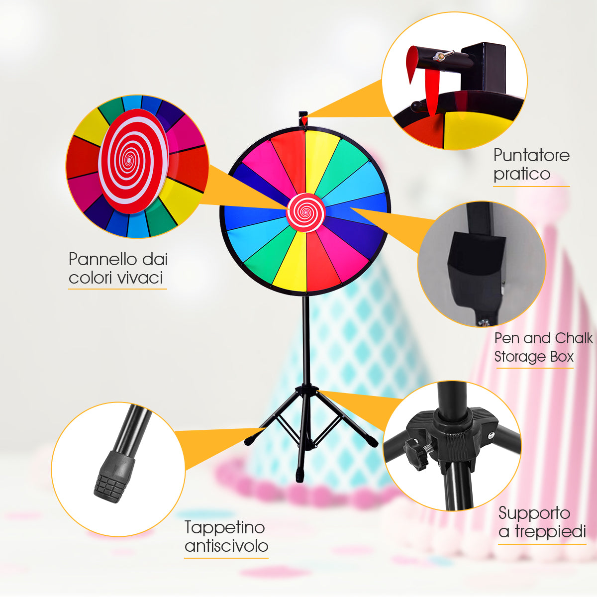 Spinning Prize Wheel with 14 slots for Gaming/Party