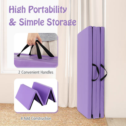 Tumbling Mat with Carry Handles and Sweatproof Detachable PU Leather Cover for Yoga-Light Purple