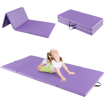 Tumbling Mat with Carry Handles and Sweatproof Detachable PU Leather Cover for Yoga-Light Purple