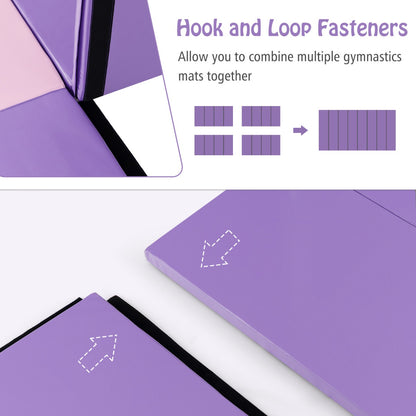 Tumbling Mat with Carry Handles and Sweatproof Detachable PU Leather Cover for Yoga-Light Purple