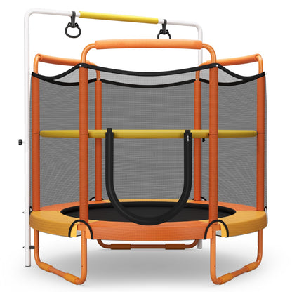 152cm Kids 3-in-1 Game Trampoline Seamless with Enclosure Net-Orange