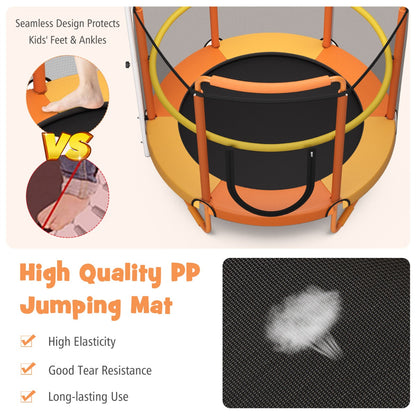 152cm Kids 3-in-1 Game Trampoline Seamless with Enclosure Net-Orange