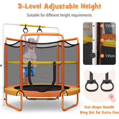 152cm Kids 3-in-1 Game Trampoline Seamless with Enclosure Net-Orange