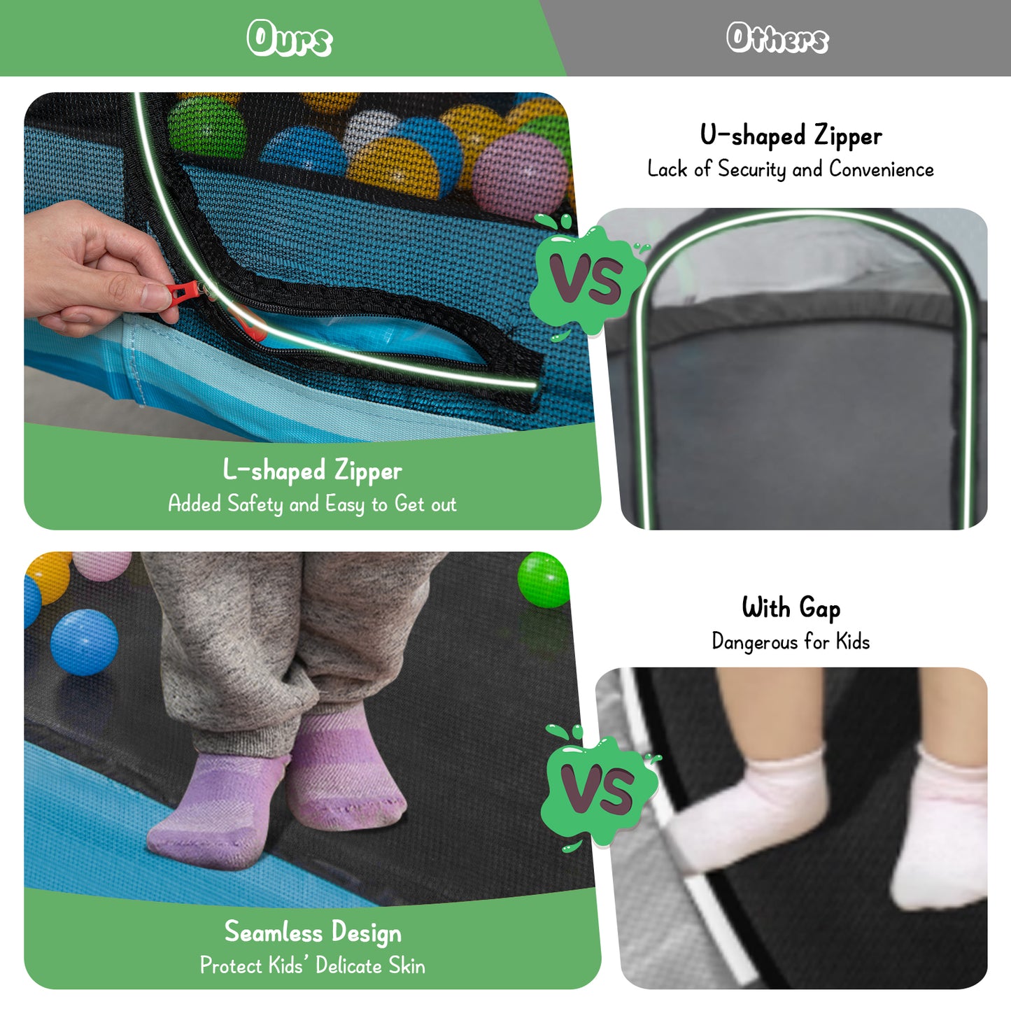 3-in-1 Rectangle Trampoline for Kids with Swing & Horizontal Bar-Orange