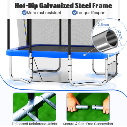 Rectangle Outdoor Trampoline 10 x 8 FT Heavy-Duty Trampoline-Blue