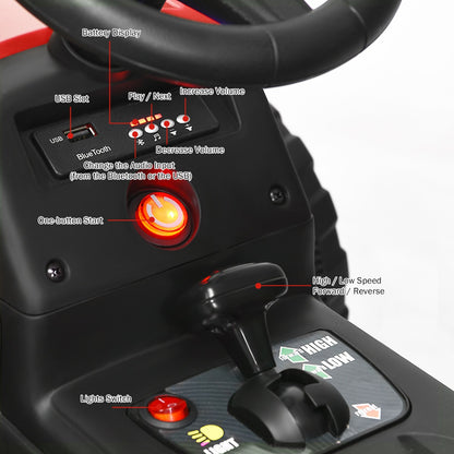12V Ride On Tractor with Trailer and Remote Control for Kids -Red