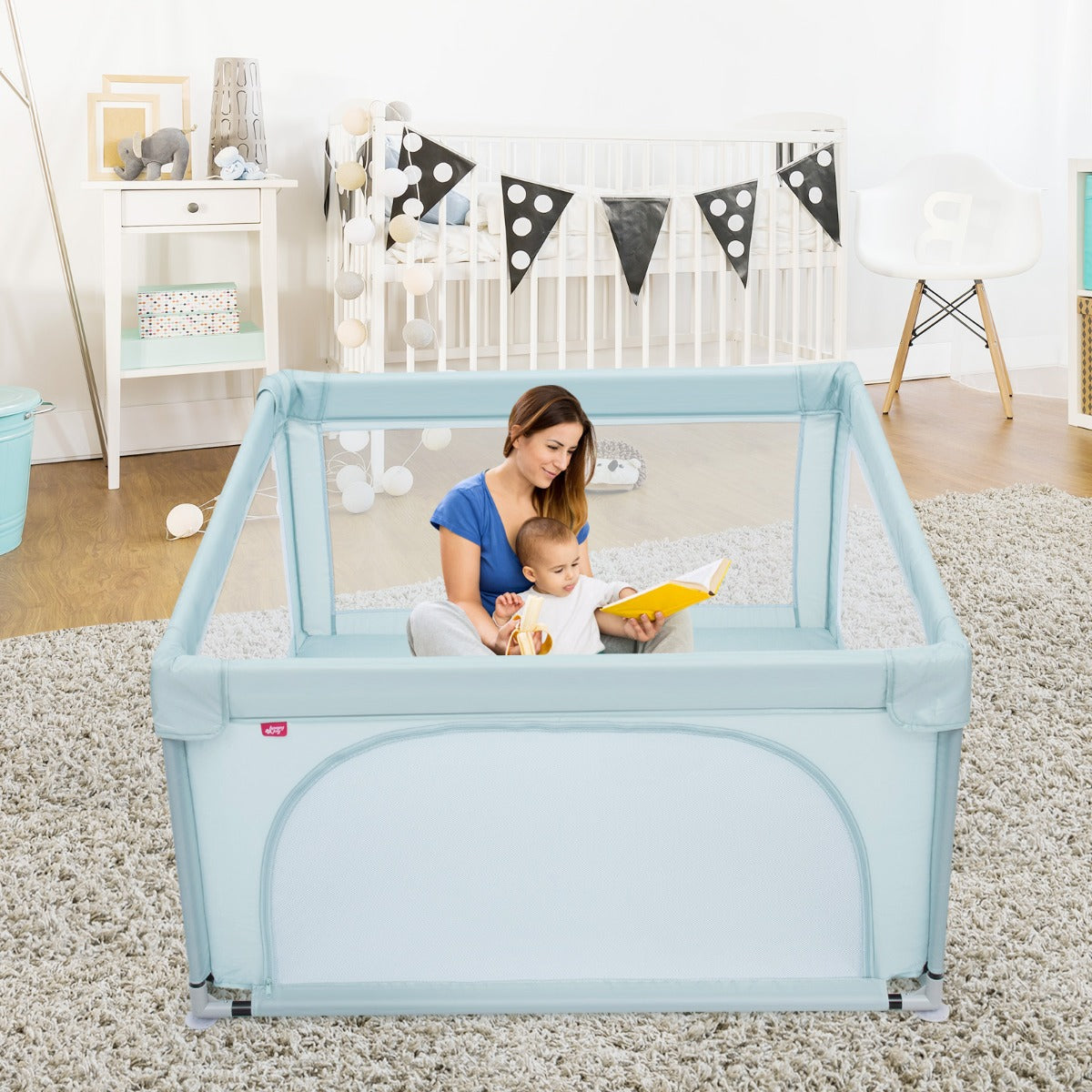 Playpen Baby Toddlers Safety Activity Fence with 50 Ocean Balls-Blue