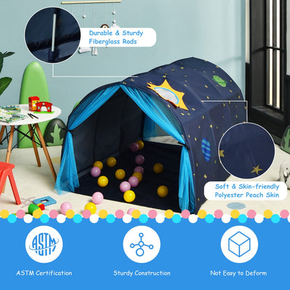 Kids Twin Sleeping Tent Playhouse with Carry Bag-Blue