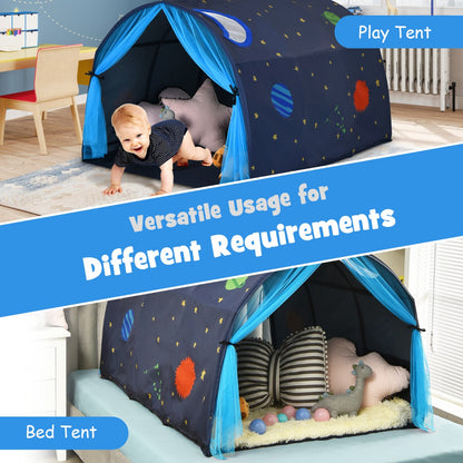Kids Twin Sleeping Tent Playhouse with Carry Bag-Blue