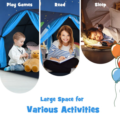 Kids Twin Sleeping Tent Playhouse with Carry Bag-Blue
