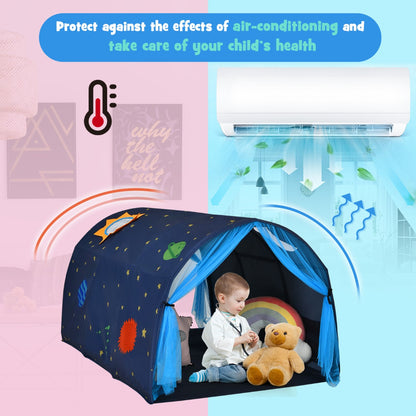 Kids Twin Sleeping Tent Playhouse with Carry Bag-Blue