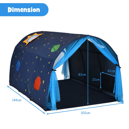 Kids Twin Sleeping Tent Playhouse with Carry Bag-Blue