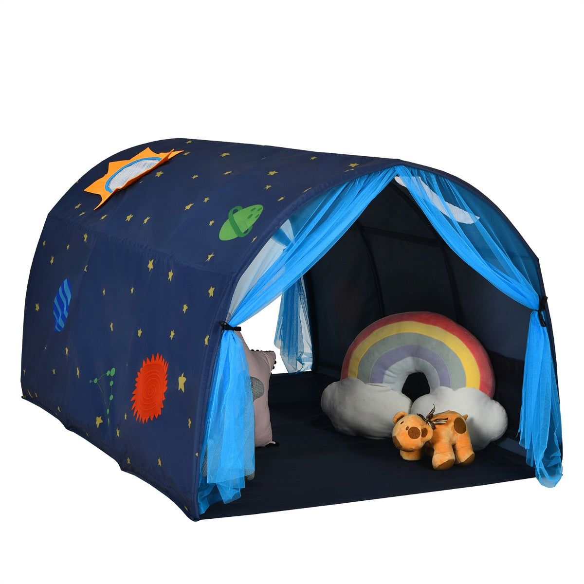 Kids Twin Sleeping Tent Playhouse with Carry Bag-Blue