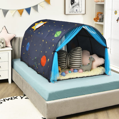 Kids Twin Sleeping Tent Playhouse with Carry Bag-Blue