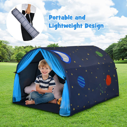 Kids Twin Sleeping Tent Playhouse with Carry Bag-Blue