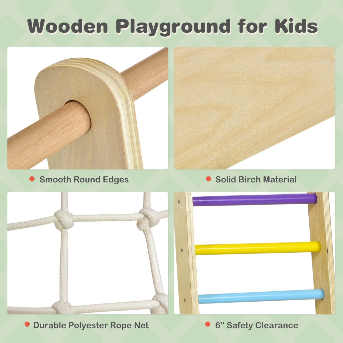 8-in-1 Wooden Climbing Playset with Slide and Drawing Board Multicolor