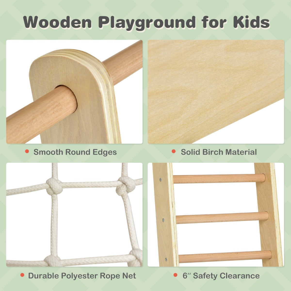 8-in-1 Wooden Climbing Playset with Slide and Drawing Board Nature