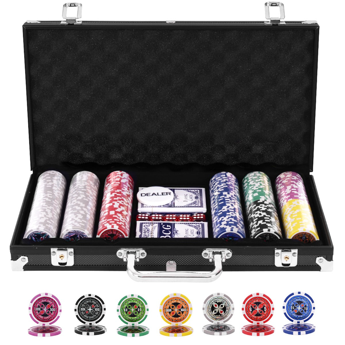 300 Pieces Casino Poker Chip Set for Parties & Picnics & Excursions