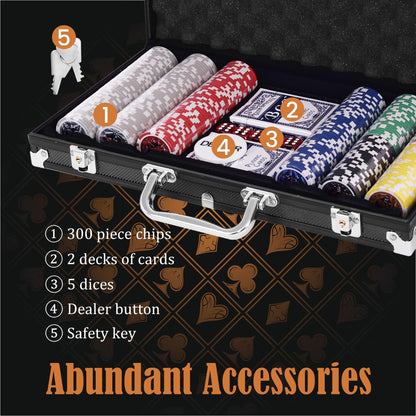 300 Pieces Casino Poker Chip Set for Parties & Picnics & Excursions