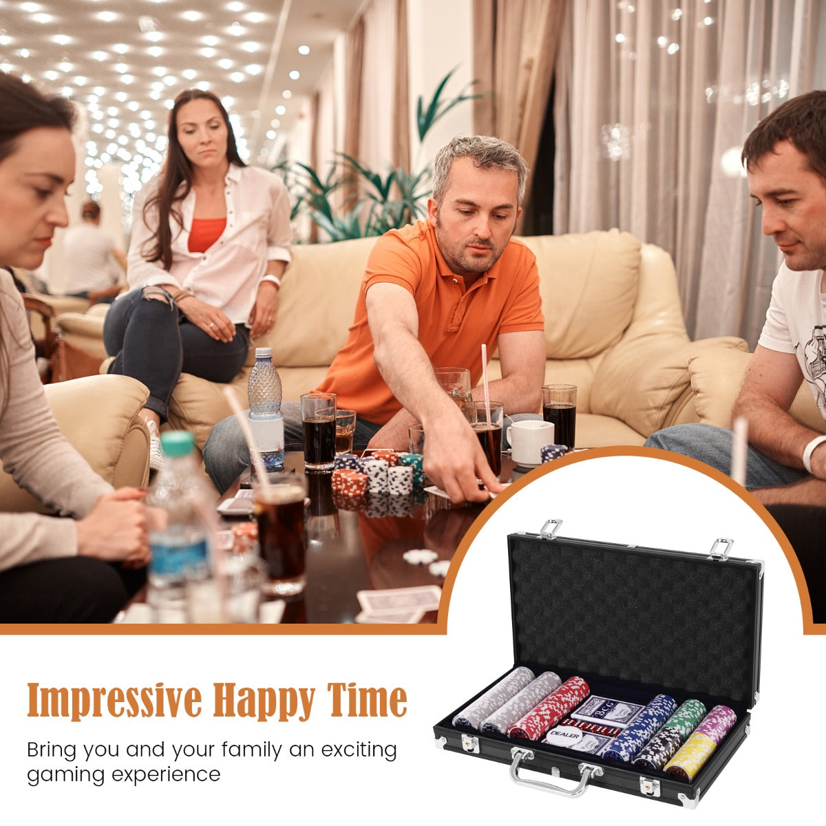 300 Pieces Casino Poker Chip Set for Parties & Picnics & Excursions