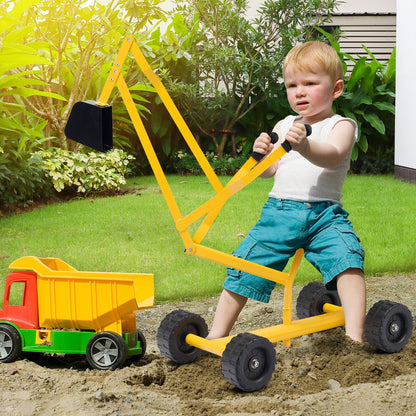 Kids Ride on Sand Digger with Rotatable Seat for Beach Yellow