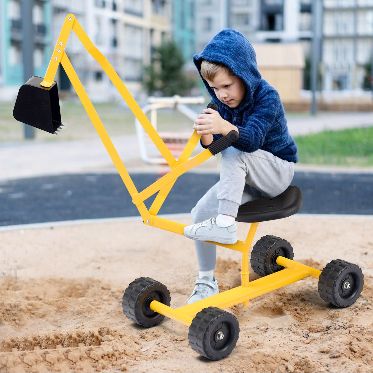 Kids Ride on Sand Digger with Rotatable Seat for Beach Yellow