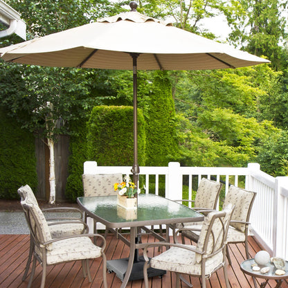 Heavy-duty weather-resistant umbrella stand is suitable for patios, gardens, decks, and poolside areas