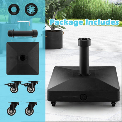 Costway Fillable Umbrella Base Stand with Lockable Universal Wheels for Patio Poolside Deck Garden