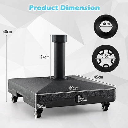 Costway Fillable Umbrella Base Stand with Lockable Universal Wheels for Patio Poolside Deck Garden