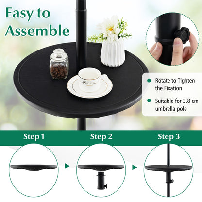 Costway 50CM Outdoor Adjustable Umbrella Table with 38 mm Umbrella Hole for Outdoor Use