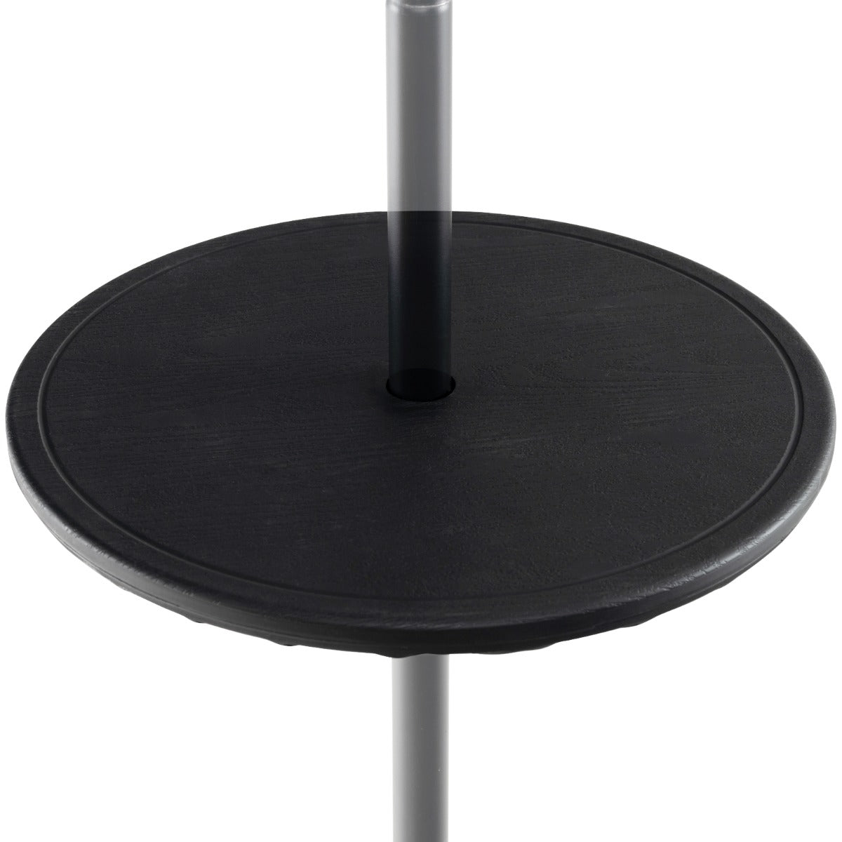Adapter rotates to tighten the umbrella pole and helps secure the table tray during use